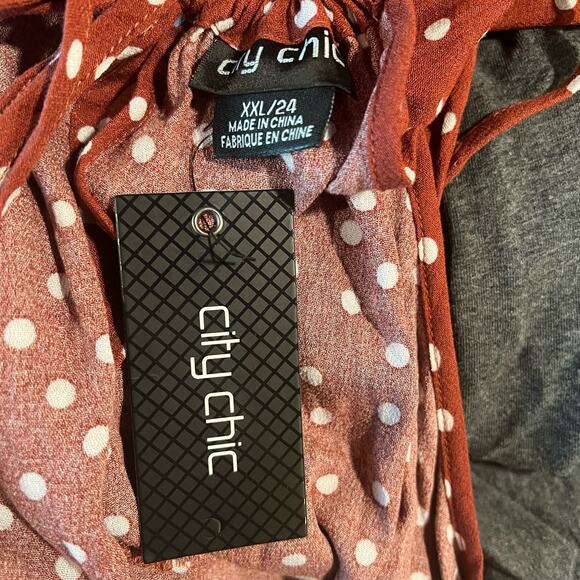 NWT City Chic Tier Spot Maxi Dress Women's Size XXL/24 Toffee Halter Neck Ruffle - Picture 8 of 10